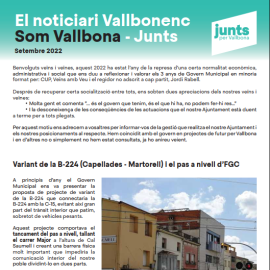 Butlletí Som Vallbona - Junts setembre 2022